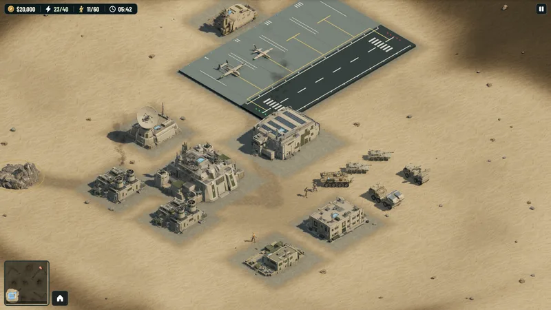 Arabian forces: base buildings, infantry, armored vehicles and aircraft in a solo skirmish